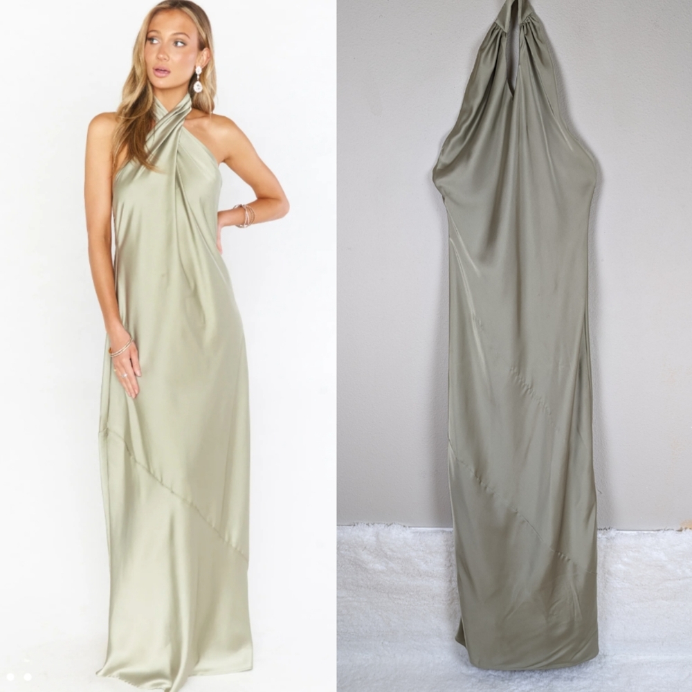 Show Me Your Mumu Jasmine Halter Maxi Dress Women's Small Sage P9